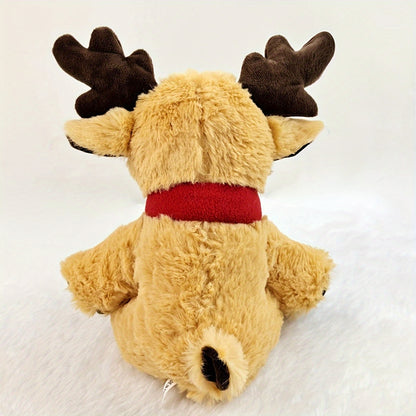 Cozy Reindeer Plush Toy - Soft Polyester Stuffed Animal, Perfect for Youngsters' Christmas & Birthday Gifts, Ideal for Home, Office, and Car Decor, Best for Christmas