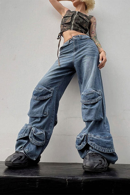 storexq Gradient Boyish Multi Pocket Jeans