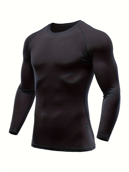 1/3 pcs Thermal Performance Long Sleeve Compression Shirt - Men's Winter Sports Base Layer Top for Running, Athletic Training, and Cold Weather Activities - Moisture-Wicking, Quick-Drying, and Four-Way Stretch