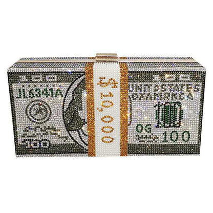 storexq Dollar Pattern Unique Rhinestone Bag