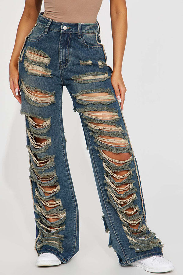 storexq Ripped Stylish Micro Flared Washed Jeans