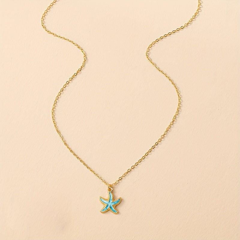 1pc Starfish Pendant Necklace Ocean Style Marine Life Pendant Accessories Beach Party Jewelry