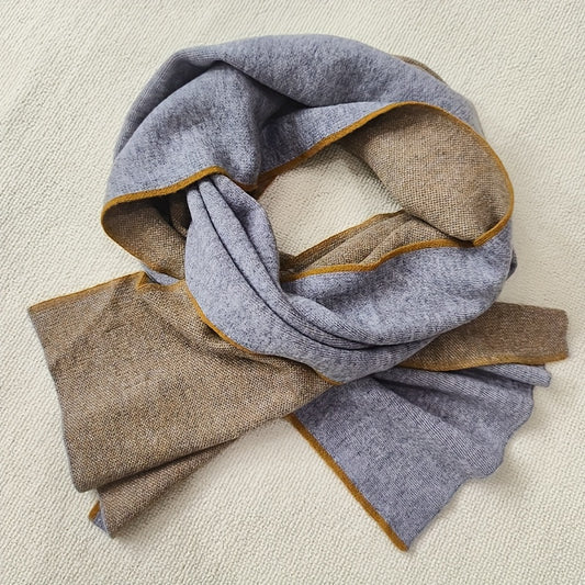 1pc Stylish Retro Double-Sided Gray And Yellow Wool & Cashmere Men's Fashion Scarf - Warm & Soft Quality Knitted Scarf - Unisex Casual Scarf - Ideal Gift Choice