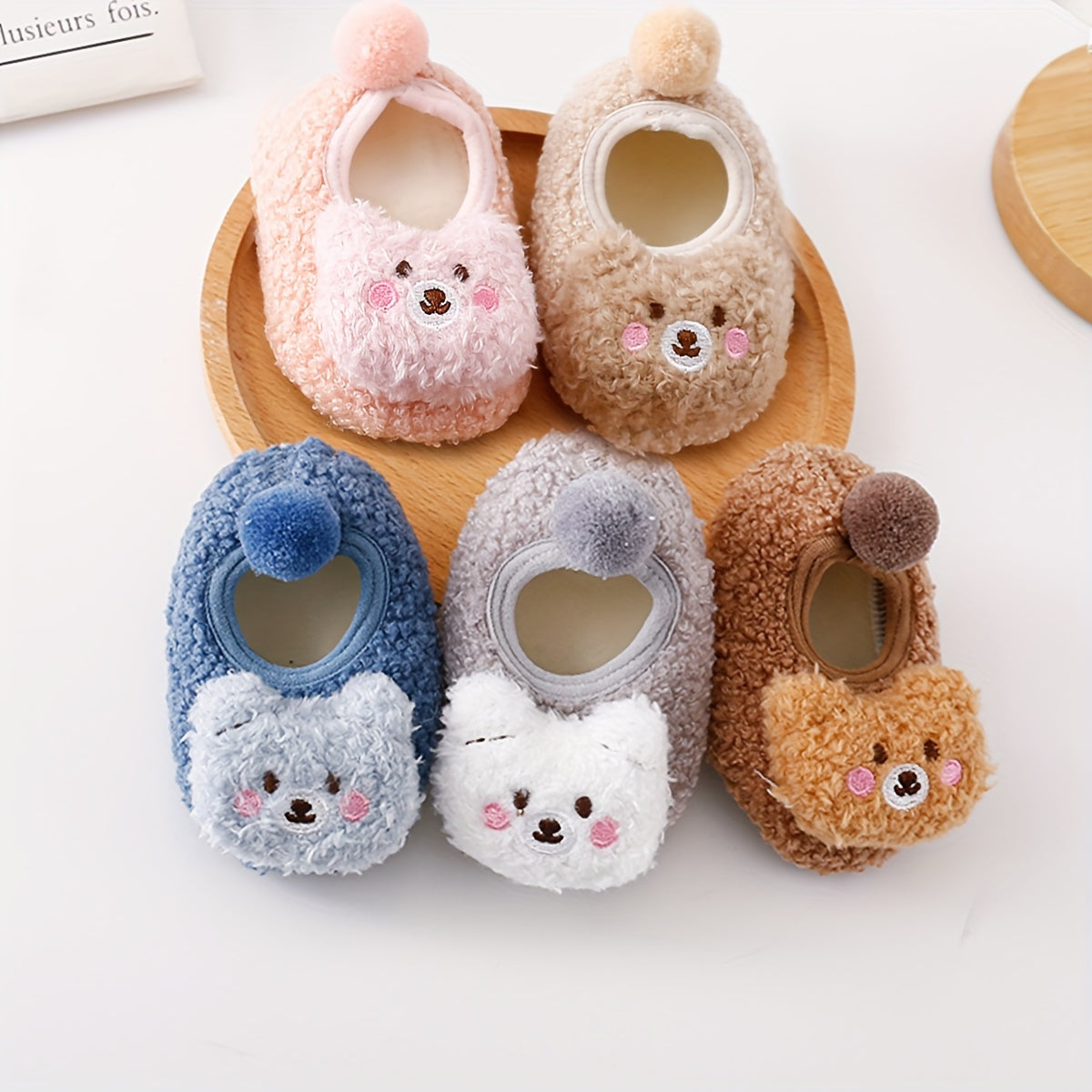 Cute Christmas Animal Slippers - 1pair Non-slip Baby Toddler Shoes Socks for Girls & Boys