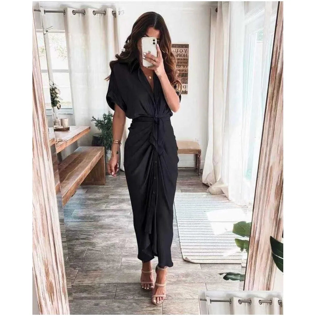 Casual Dresses Retail Women Shirt Designer Commuting Plus Size S3Xl Long Dress Fashion Forged Face Clothing Drop Delivery Apparel Wom Dhkj1