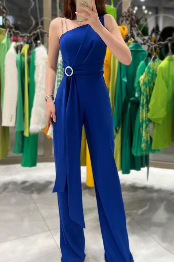 storexq Irregular Glamorous O-ring Design Ribbons Jumpsuit