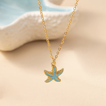 1pc Starfish Pendant Necklace Ocean Style Marine Life Pendant Accessories Beach Party Jewelry