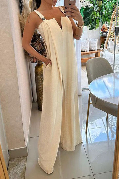 storexq Patchwork Layered Unusual Wide Leg Jumpsuit