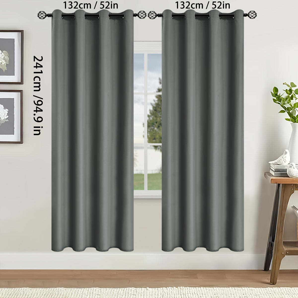 2 Pieces of Stylish Solid Blackout Curtains for Bedroom and Living Room - UV Protection, Easy Sliding, and Contemporary Design