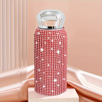 1pc, Sparkling Studded Vacuum Flask, 6oz/8oz Stainless Steel Insulated Water Bottles, Mini Travel Thermal Cups, For Hot And Cold Beverages, Summer Winter Drinkware, Christmas Gifts, Valentine's Day Gifts