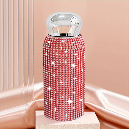 1pc, Sparkling Studded Vacuum Flask, 6oz/8oz Stainless Steel Insulated Water Bottles, Mini Travel Thermal Cups, For Hot And Cold Beverages, Summer Winter Drinkware, Christmas Gifts, Valentine's Day Gifts