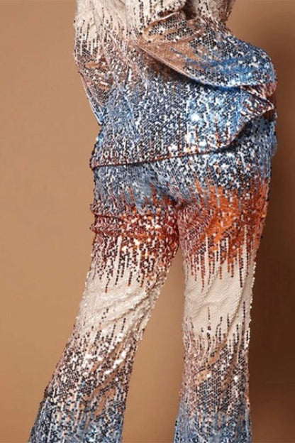 storexq Gradient Sequined Luxe One-Button Pant Suit