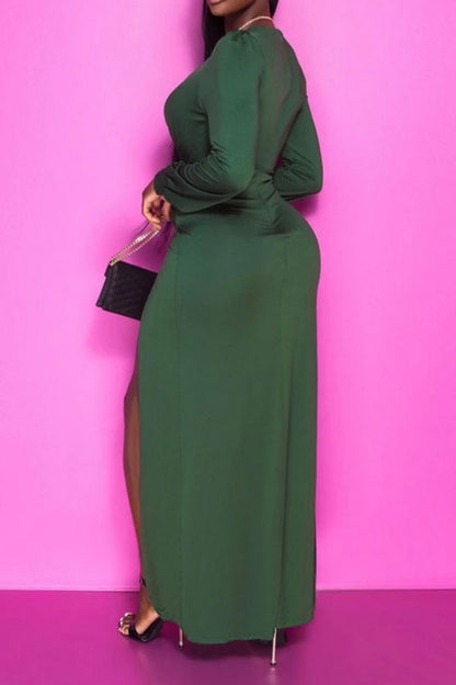 storexq High Split Modern Front Wrap Maxi Dress