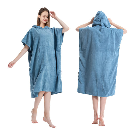 1pc Soft Quick-drying Bathrobe, Super Absorbent Hooded Short-sleeved Pajamas, Dress Style Nightdress, Adult Bathrobe, All-purpose Pajamas For Men And Women In 5 Colors, Bathroom Supplies