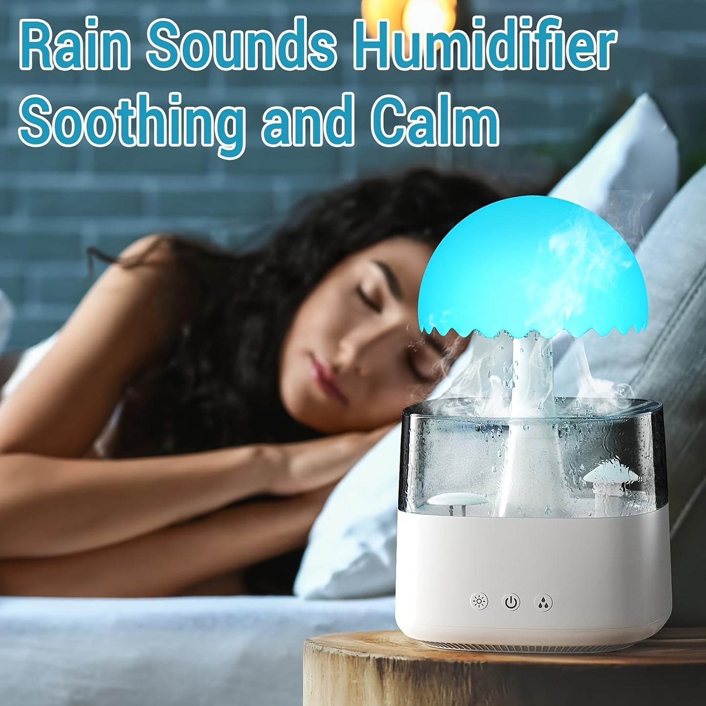 1pc Mushroom-Shaped Aromatherapy Essential Oil Diffuser - 7-Color Rain Cloud Nightlight, 450ml Large Room Humidifier with Rain Drops and Soothing Rain Sound for Sleep Relaxation and Air Purification