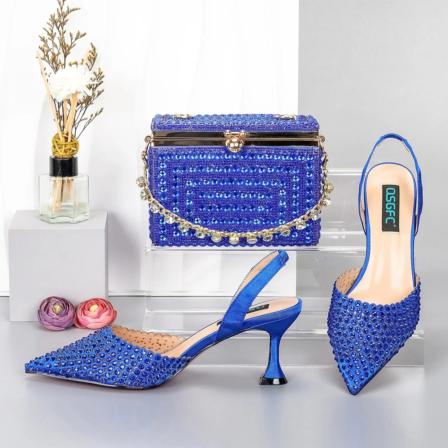 Doershow come Matching Women Shoe and Bag Set Decorated gold Nigerian Shoes Italy set HGG137 240615