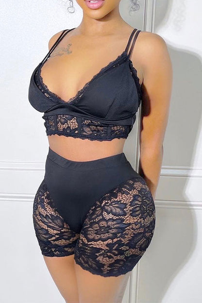 storexq Lace Flirty See-Through Bodycon Pant Suit