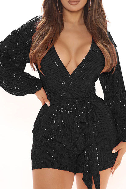 storexq Sequined Smart Lace-Up Romper