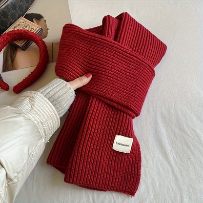 Elegant Solid Color Knit Scarf - Thick, Warm & Windproof for Autumn/Winter | Soft Acrylic