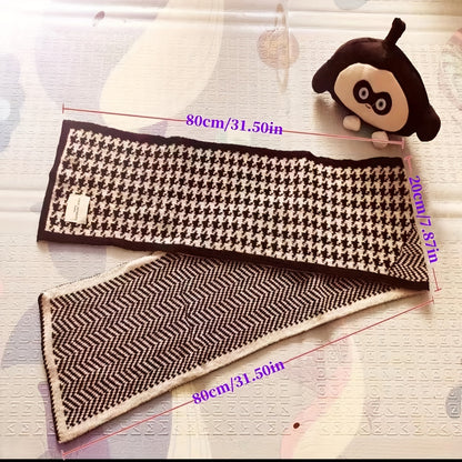 1pc Houndstooth Woolen Knit Winter Scarf For Men And Women