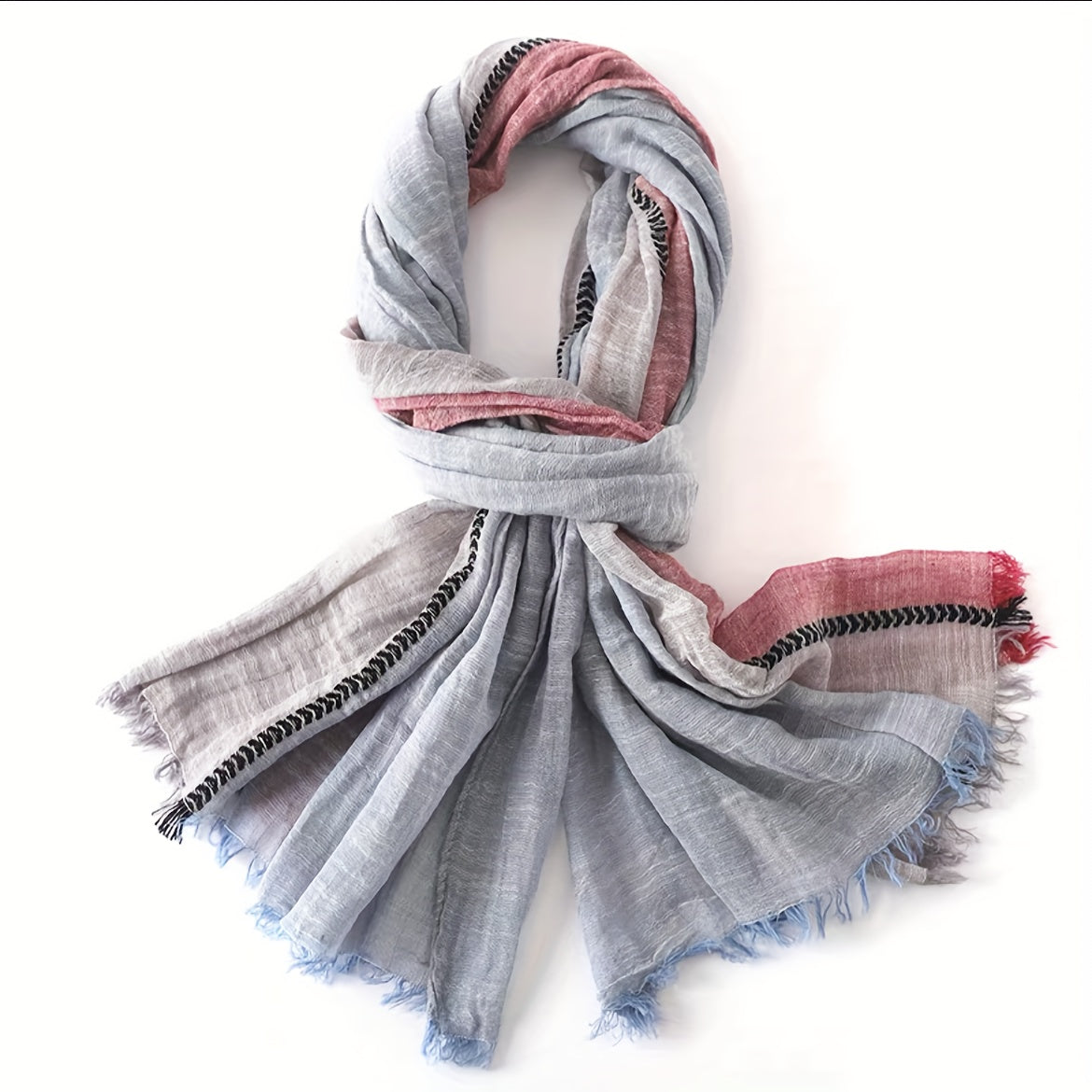 1pc Unisex Cotton Thin Fashion British Color Matching Warm Scarf For Spring For Autumn And Winter