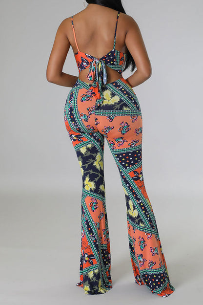 storexq Tribal Print Feminine Micro Flared Jumpsuit