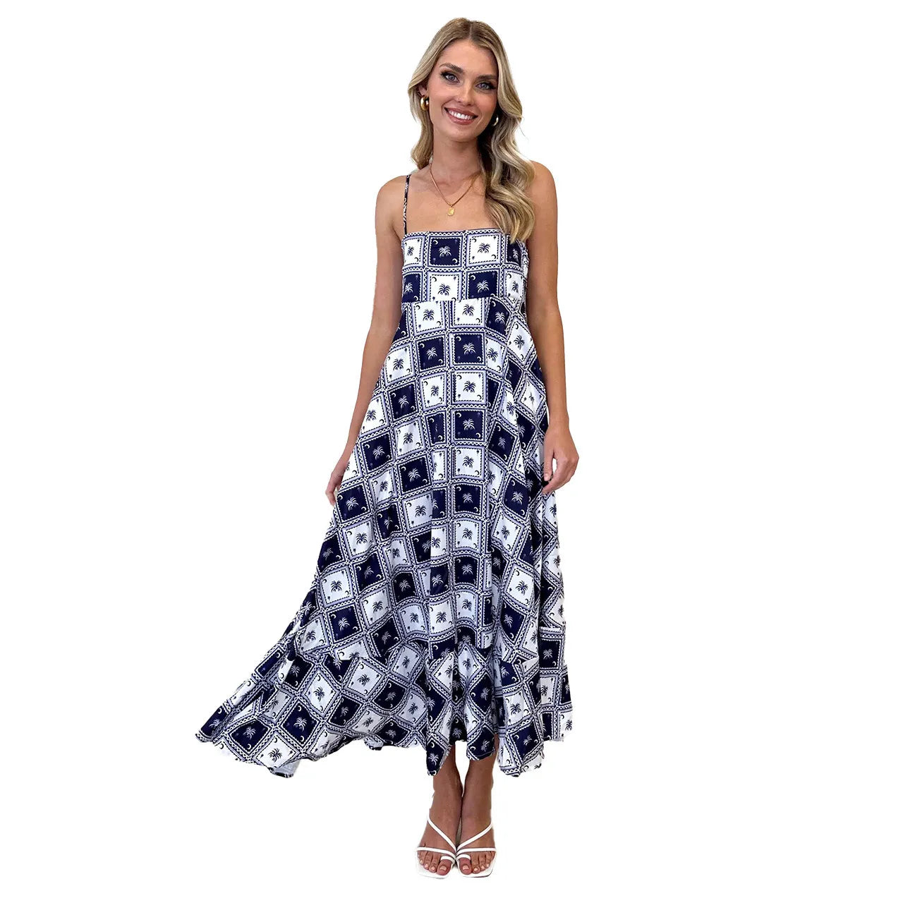 Spring Summer new women's floral halter Slip dress slim Abstract pattern Casual Dresses Party Date Long dress Clothing f0e c2f