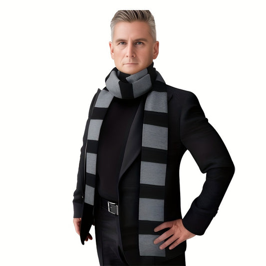 Classic Gray & Black Soft Polyester Scarf - Perfect for Dress-Up Accessories