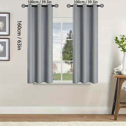 2 Pieces of Stylish Solid Blackout Curtains for Bedroom and Living Room - UV Protection, Easy Sliding, and Contemporary Design