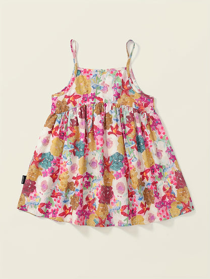 100% Cotton Girls Vintage Floral Dress - Flowy Cami Style for Summer Fun - Perfect Party Wear & Holiday Gift Idea