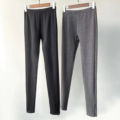 Classic Pants~24 Autumn/Winter Toteme Black Slim Fit Slim Zipper Feet Pants Slim Pencil Pants