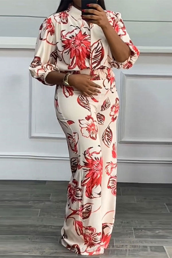 storexq Floral Print Stylish Wide Leg Pant Suit