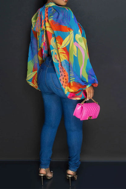 storexq Tie Dye Unusual High Split Blouse