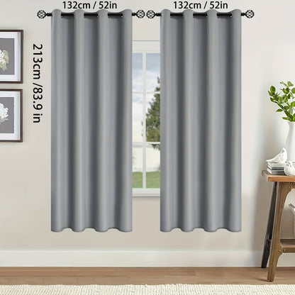 2 Pieces of Stylish Solid Blackout Curtains for Bedroom and Living Room - UV Protection, Easy Sliding, and Contemporary Design