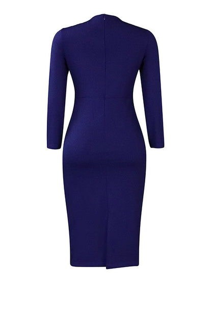 storexq Solid Color Feminine Ruffle Peplum Midi Dress