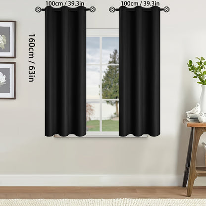 2 Pieces of Stylish Solid Blackout Curtains for Bedroom and Living Room - UV Protection, Easy Sliding, and Contemporary Design