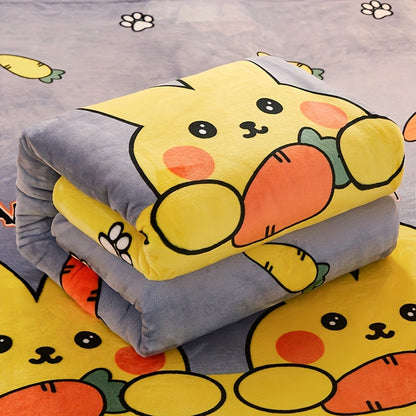 1pc Cute Cartoon Print Blanket, Flannel Blanket, Soft Warm Throw Blanket Multi-purpose Blanket For Couch Sofa Bed Office Camping Travelling