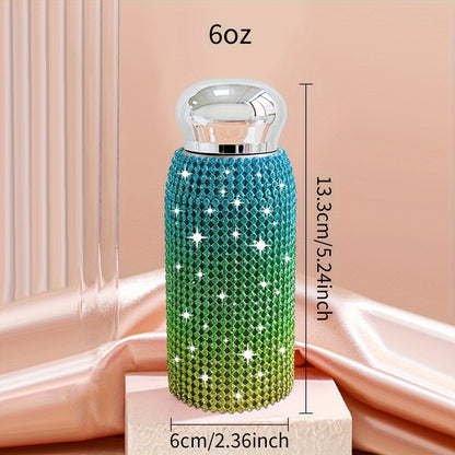 1pc, Sparkling Studded Vacuum Flask, 6oz/8oz Stainless Steel Insulated Water Bottles, Mini Travel Thermal Cups, For Hot And Cold Beverages, Summer Winter Drinkware, Christmas Gifts, Valentine's Day Gifts