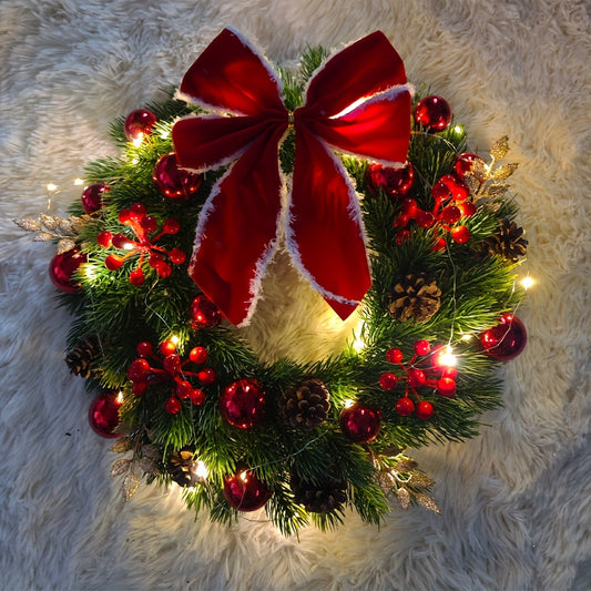 [Customer Favorite] 17.71" Festive Christmas Wreath - Perfect for Front Door & Wall Decor, Ideal Holiday Gift