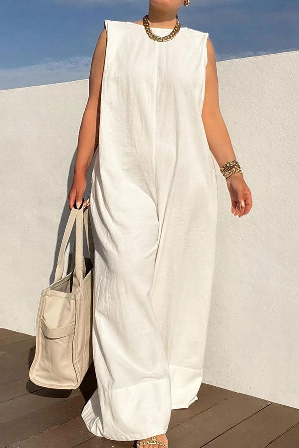 storexq White Laid Back Wide Leg Jumpsuit