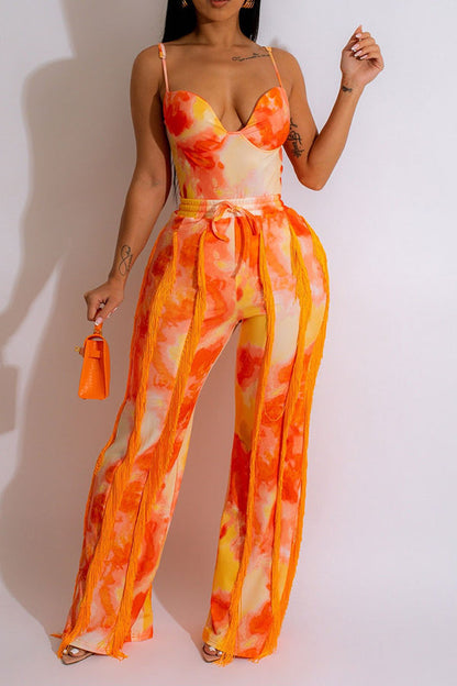 storexq Tie Dye Rocking Tassel Pant Suit