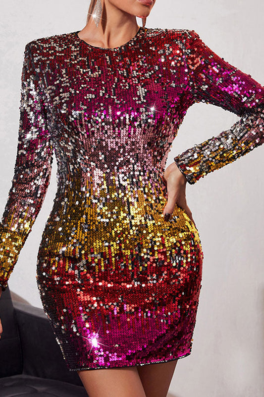 namcoverse Colorful Sequined Simple Mini Dress