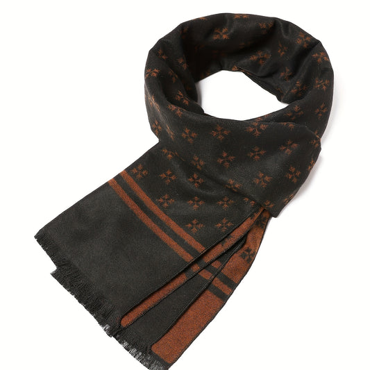 1pc Winter Classic Men's Faux Cashmere Scarf - Fashionable, Soft, And Warm Woven Neck Warmer For Cold Weather