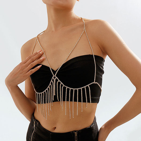 storexq Rhinestone Classic Tassel Bra Chain