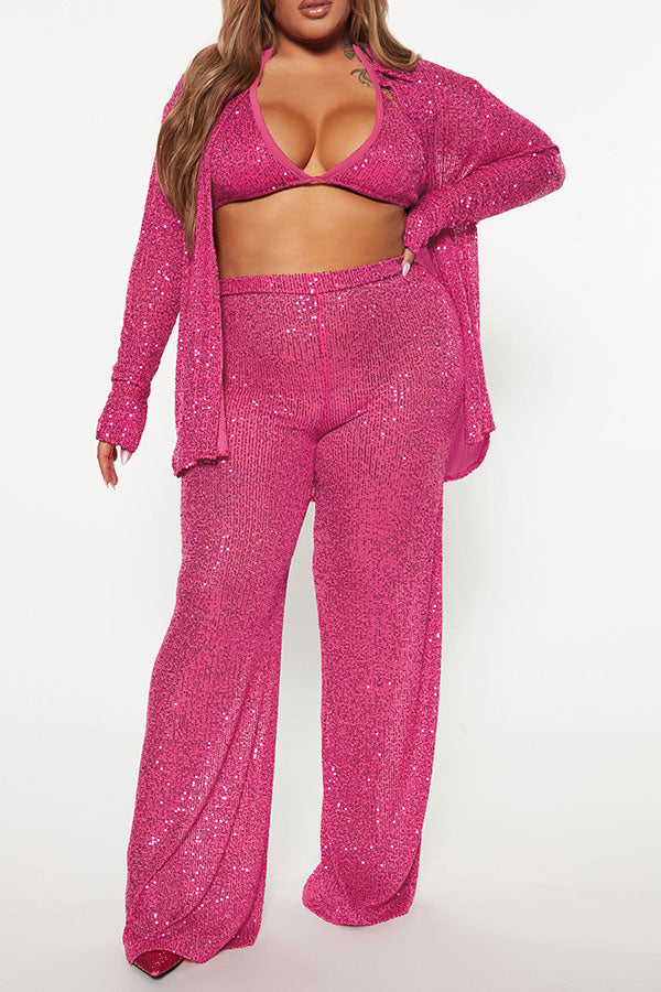 storexq Sequined Classic Three Pieces Pant Suit