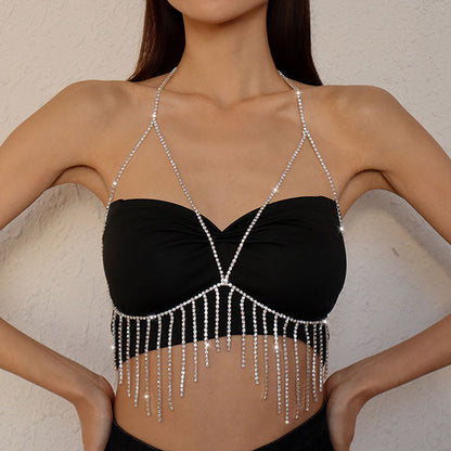 storexq Rhinestone Classic Tassel Bra Chain