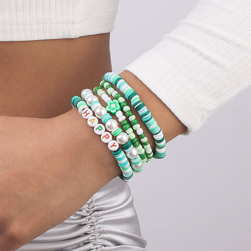 storexq Letter Faux Pearl Colorful Bracelet