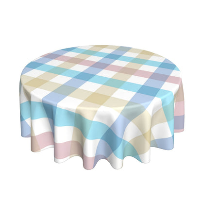 1 Pc Vibrant Multicolor Spring Easter Plaid Round Tablecloth - Rustic Rainbow Fabric Tablecloths for Holiday, Home Party, Wedding, Picnic - Wrinkle Resistant, Washable, Easy Care, Farmhouse Style, Checkered Pattern, Holiday Table Covers