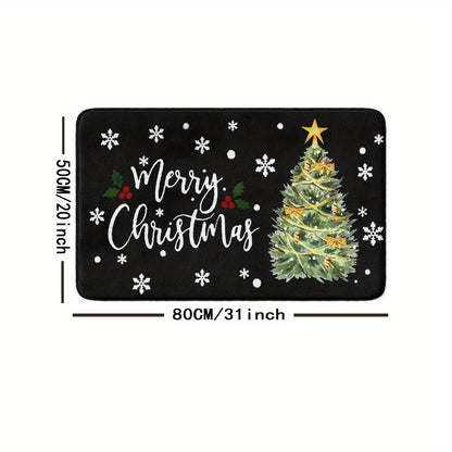 1pc Merry Christmas Floor Mat, Soft Non-slip Bath Rug, Machine Washable Bath Mat, Absorbent Fashion Carpet For Home Living Room Bathroom, Home Decor Christmas Decorations Thanksgiving Gift , fall decor