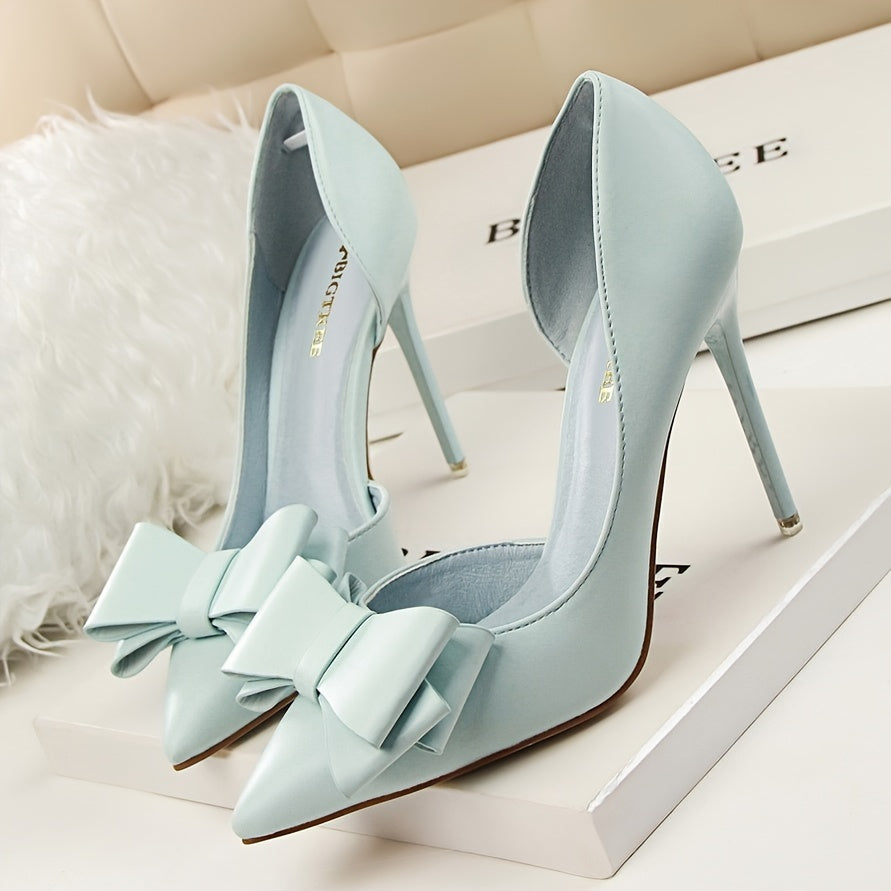 Ultra-High Heel Stiletto Pumps - Lightweight, Pointed Toe, Side Cutout, Slip-On Design, Solid Color, Synthetic Leather Upper, Rubber Sole, European Special - Fashionable and Chic Dress Shoes for Women